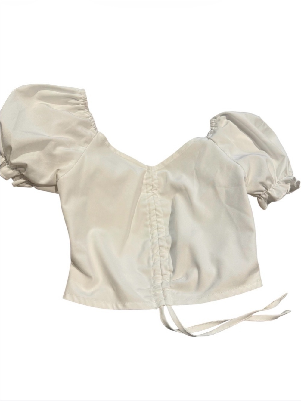 Puff Sleeve Shirred Drawstring Front Top & Ditsy Floral Ruffle Hem Shorts Sz 2 - Picture 7 of 8